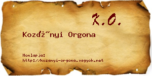 Kozányi Orgona névjegykártya